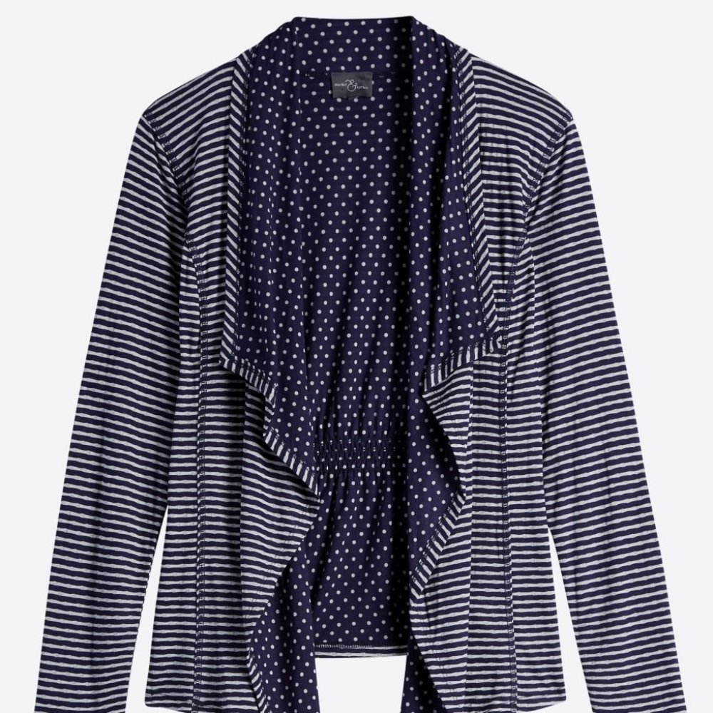 Margerie Stripe & Dot Open Front Cardigan